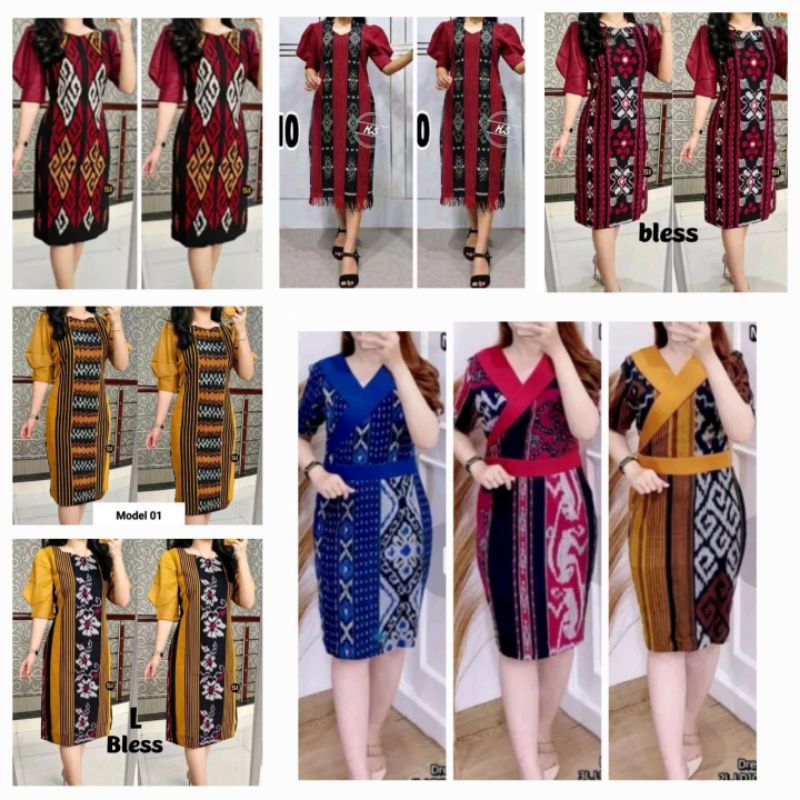 (PROMO HARI INI) TOP 9 DRESS WANITA BATIK MIDI DRESS  TERLARIS KEKINIAN PREWEDDING - DRESS BATIK - D