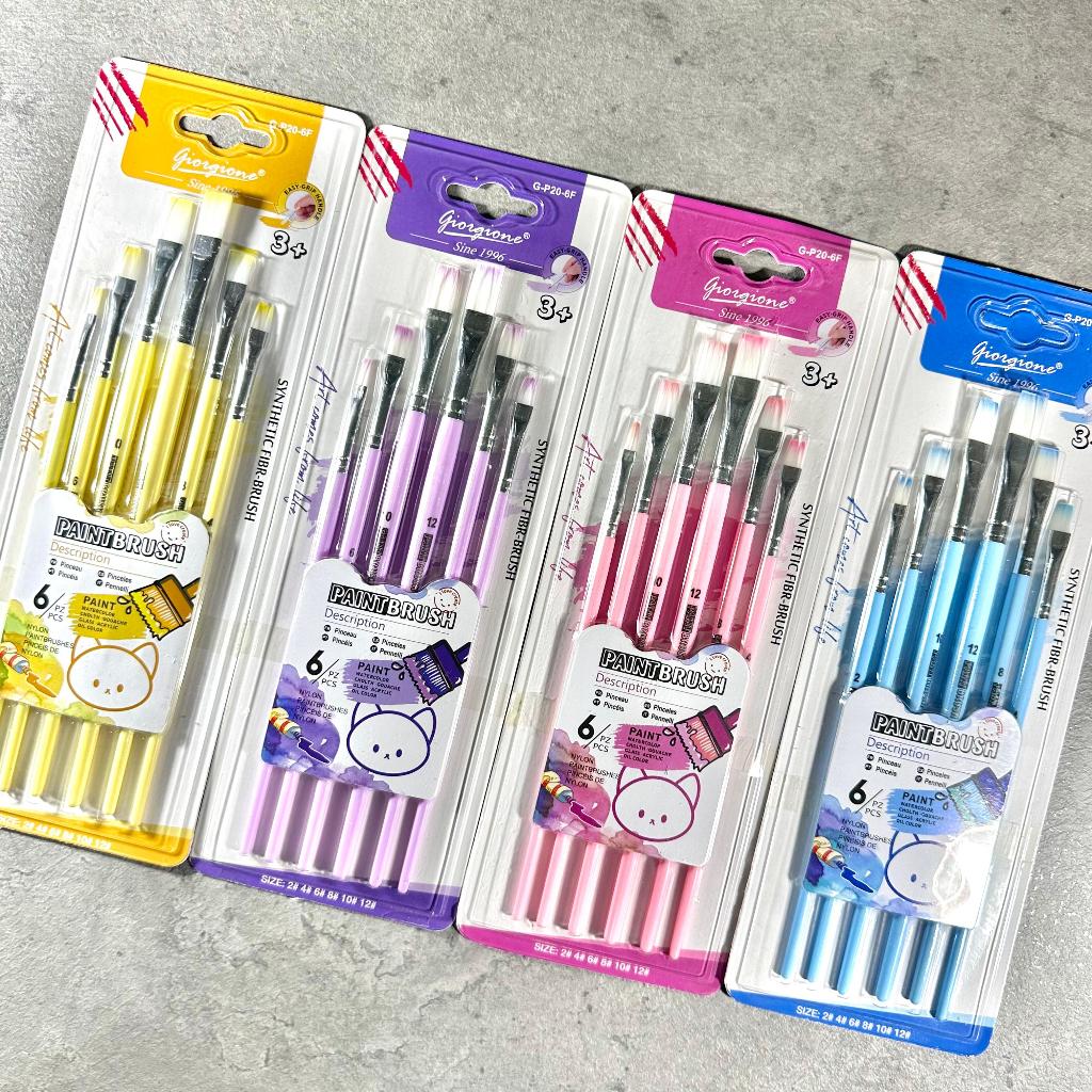 

(SET) KUAS LUKIS P20-6F/Giorgione Paint Brush Set 6 / Synthetic Fiber Brush Set