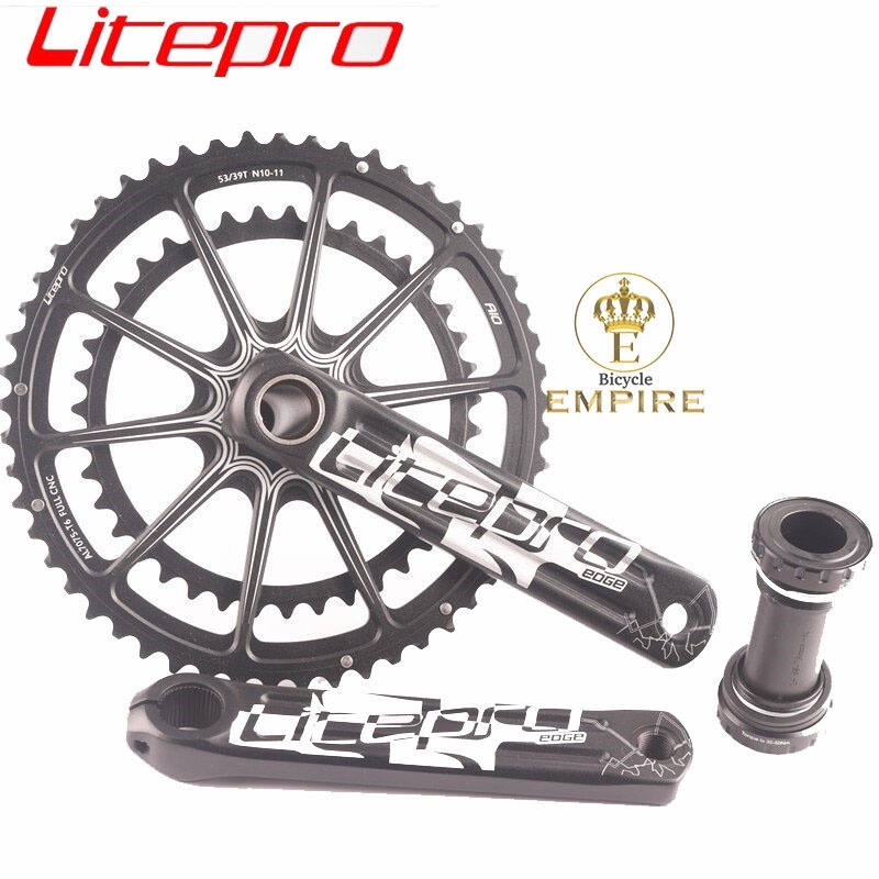Crank Set Litepro Edge Double 53T 39T 130x5 Crankset Dual 53 39 AIO Hollowtech Bicycle Empire