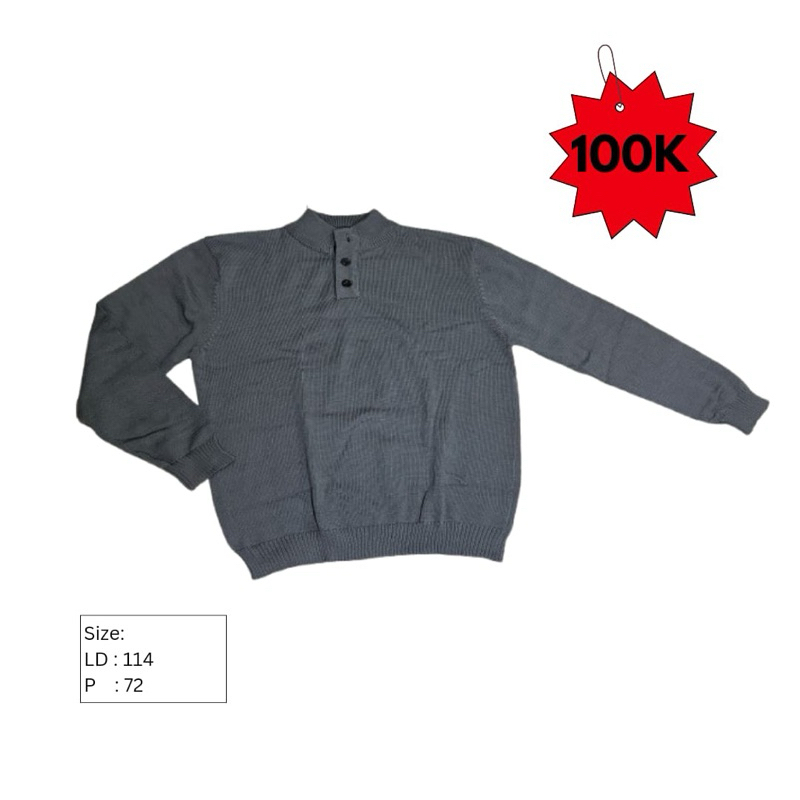 New sweater Rajut cewek cowok Unisex Abu polos Lengan Panjang