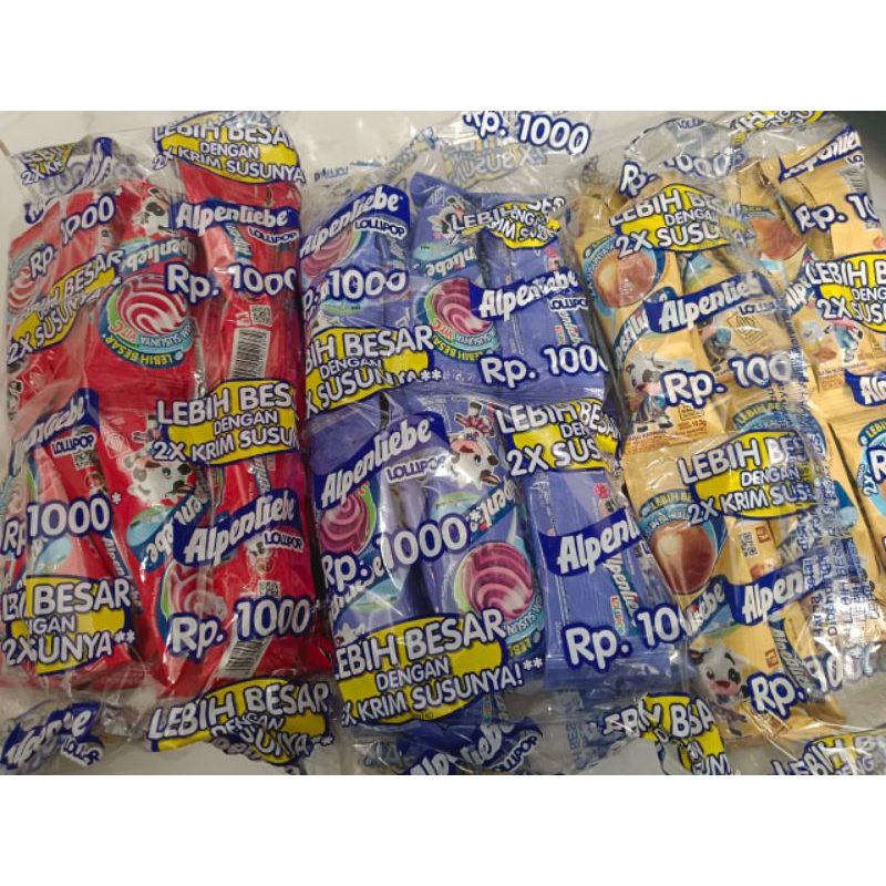 

Permen alpenliebe lolipop renteng10,5g kemasan lebih besarVarianSusu karamelSusu buah berrySusu strowberry 2 renteng isi 24