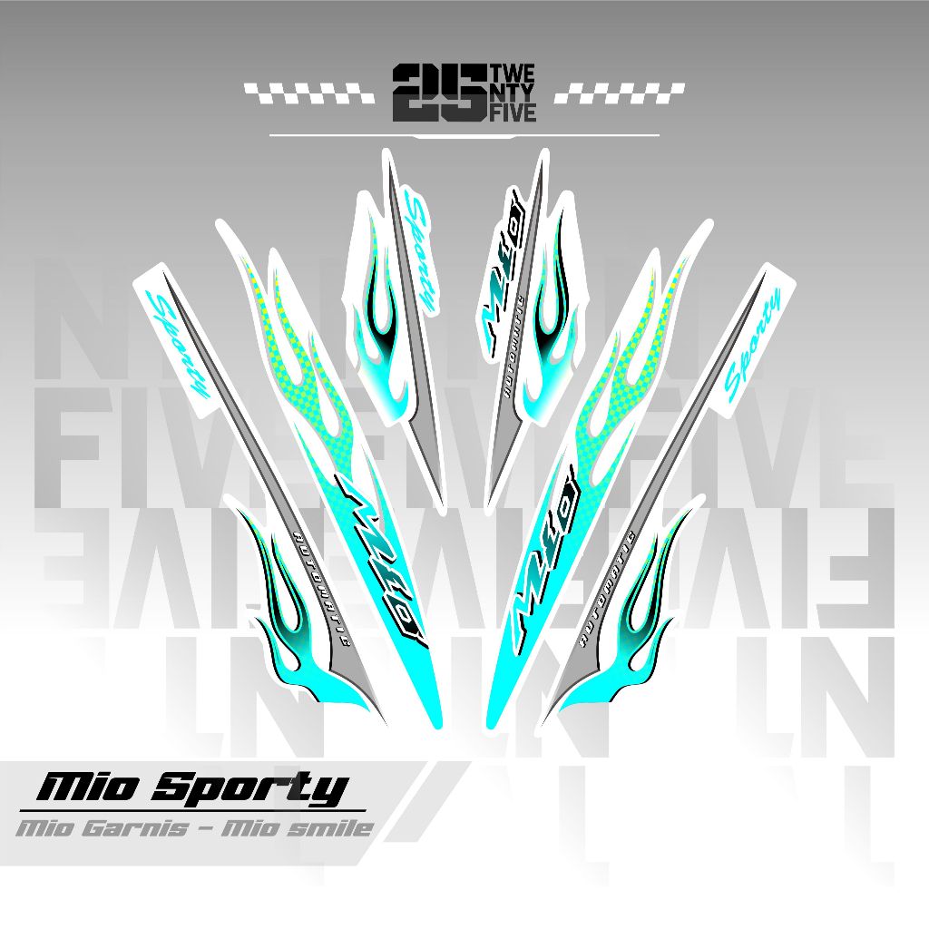 STRIPING MIO SPORTY API/VARIASI 13/DASAR PUTIH/STIKER MIO SPORTY/MIO SMILE/STRIPING MIO API/STIKER M