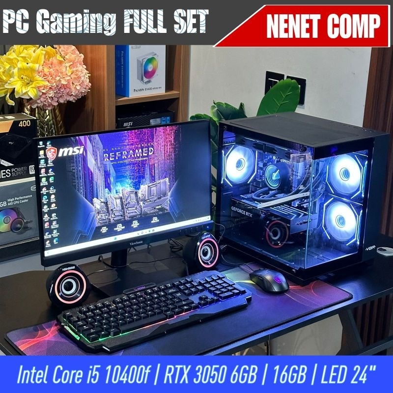 PC FULL SET - PC Gaming Intel Core i5 10400f | RTX 3050 6GB | 16GB | NVMe | LED 24INCH