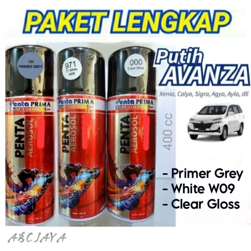 PAKET LENGKAP Cat Pilok Penta Aerosol 791 Epoxy Primer Grey + 971 White W09 + 000 Clear Gloss 400ml 