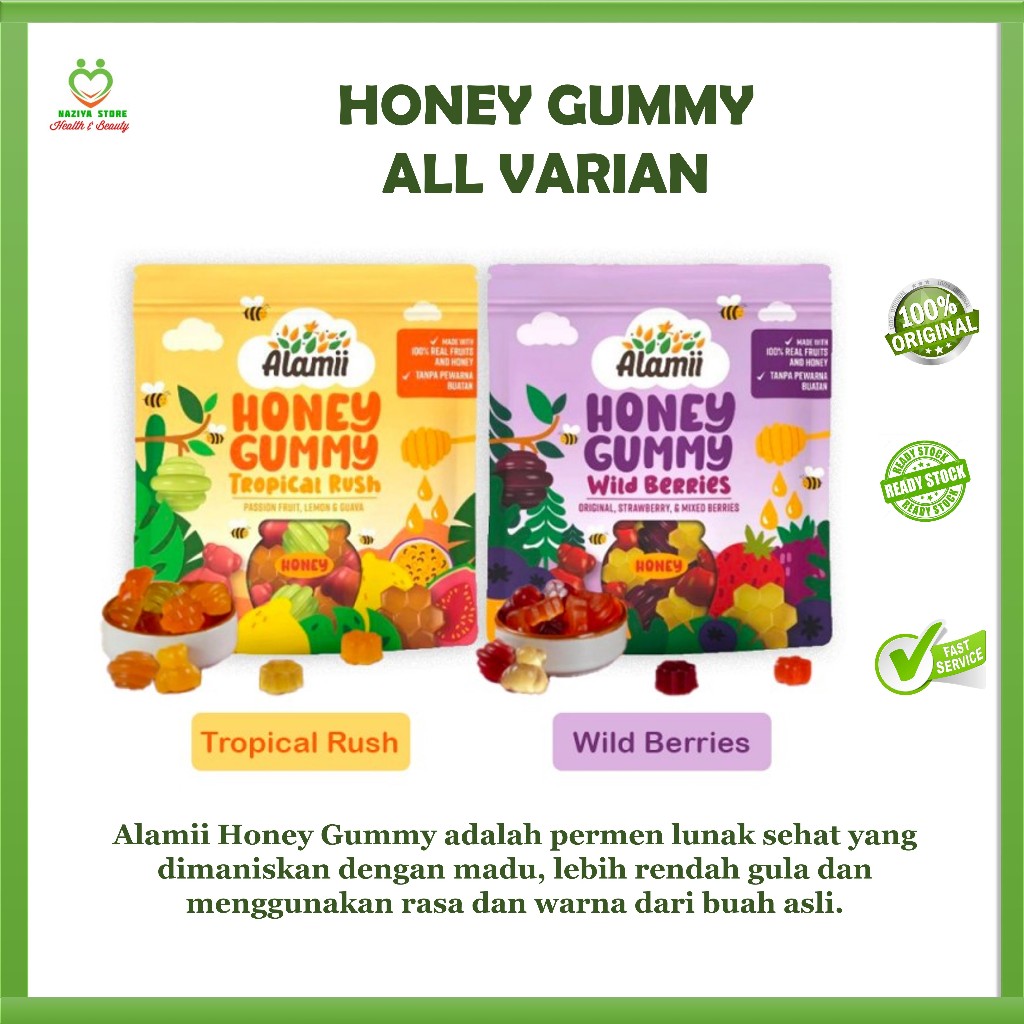 

ALAMII HONEY GUMMY ALL VARIAN / Permen Madu Rendah Gula 40 gr