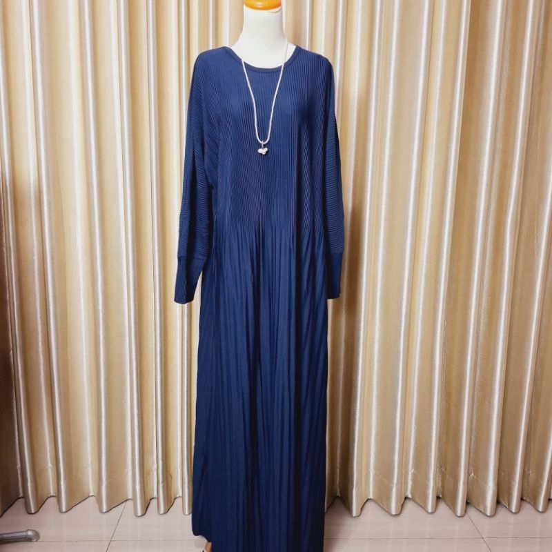 Gamis plisket.longdress plisket.dress lengan panjang.