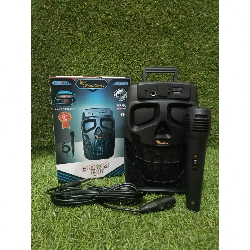 Speaker Jin Long JL 1803 AC Ukuran 5 Inch Model Tengkorak - Bluetooth USB Dll + Gratis Mic