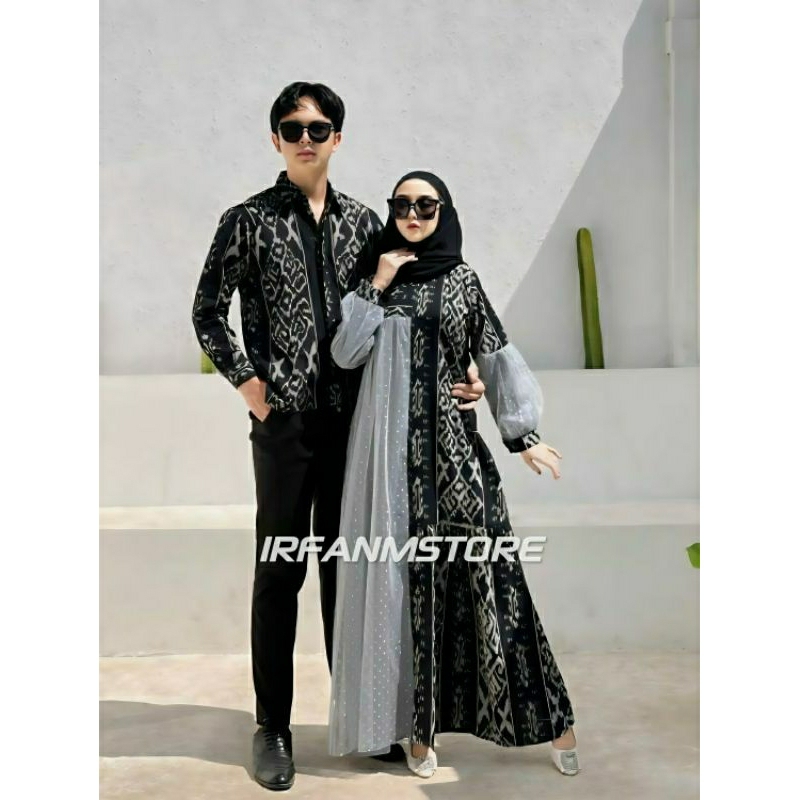 Baju Gamis Tenun Couple Mewah Elegan Gamis Raya Hitam IRFANM STORE