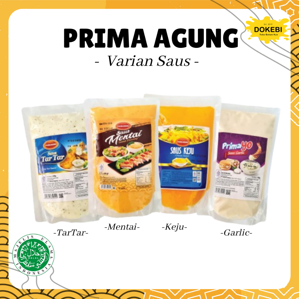 

PRIMA AGUNG | PRIMAYO 250 / 500 GR - Saus Saos Bumbu Mentai Cheese Keju TarTar Tar Tar Garlic Bawang 250GR 500GR