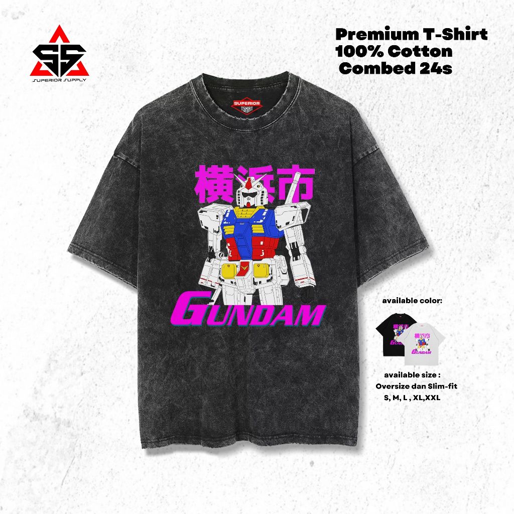 SUPERIOR Kaos Gundam Oversized washed tshirt Oversize slimfit sandwash GDM-25