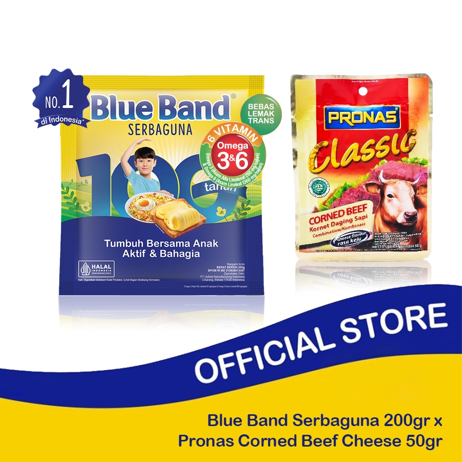 

Blue Band Serbaguna 200gr x Pronas Corned Beef Cheese 50gr