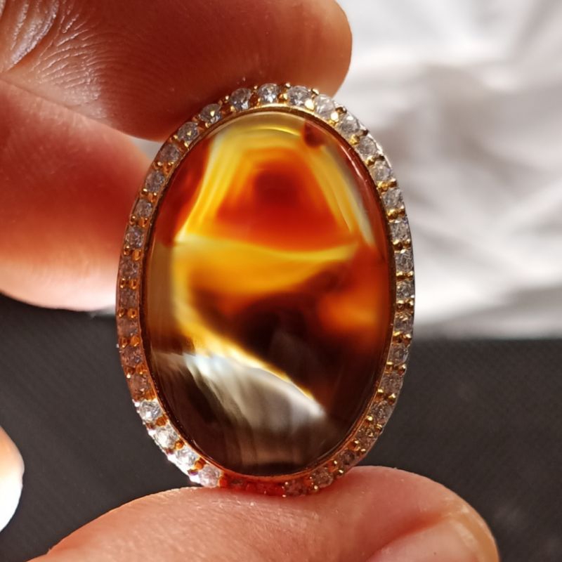 Batu Akik Sulaiman Motif Sidik Jari Multicolour. Bukan Batu Red Baron Pacitan Pirus Persia Kecubung 