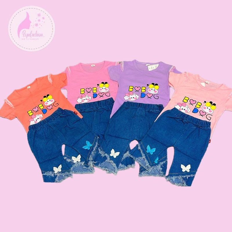 SETELAN ANAK PEREMPUAN DENGAN BAHAN KATUN COMBED