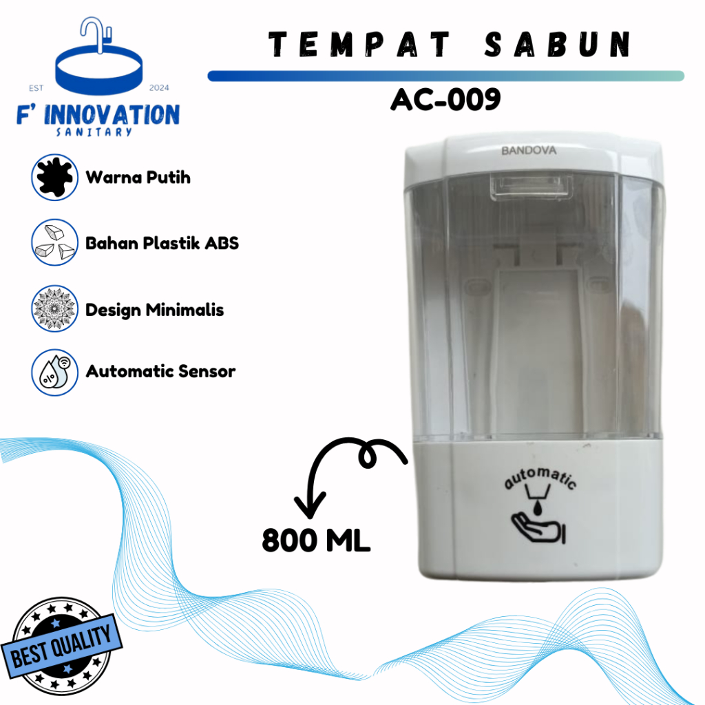 TEMPAT SABUN CAIR / DISPENSER SABUN CAIR AUTOMATIC SENSOR KAMAR MANDI PUTIH / TEMPAT SABUN CAIR MURA