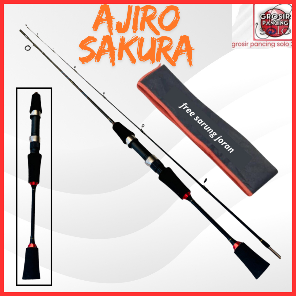 Satu set Joran pancing ul ultralight fiber solid lentur original ajiro sakura  2-6 LB 150-198 cm