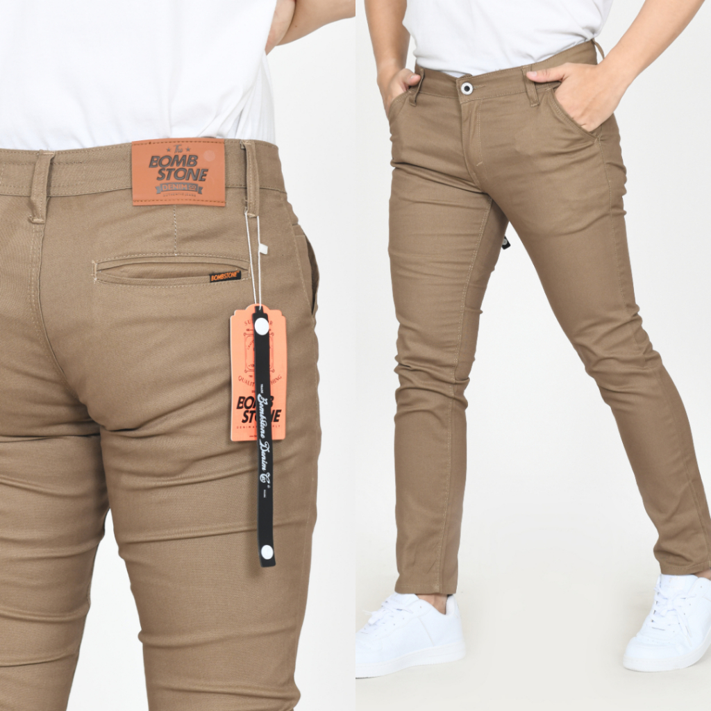 PIG WOOD - Celana Chino Panjang Pria Celana Panjang Chinos Slimfit Stretch Cowok 36 - 46