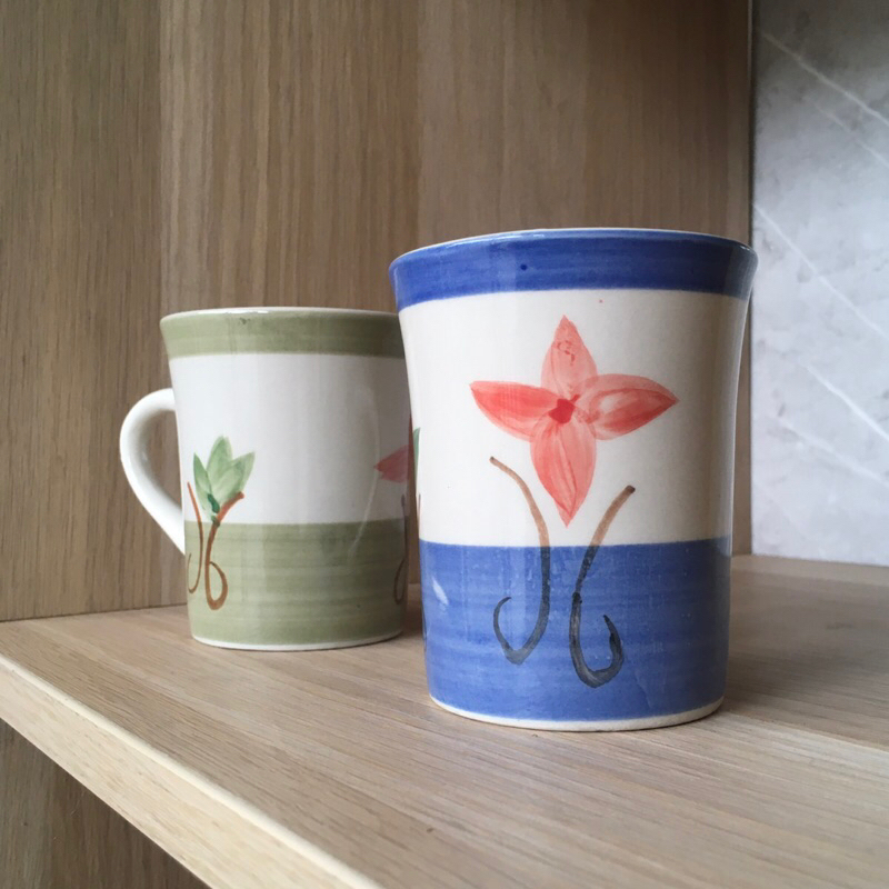 Latte Mug Floral Engraved Cup 200ml Gelas Keramik