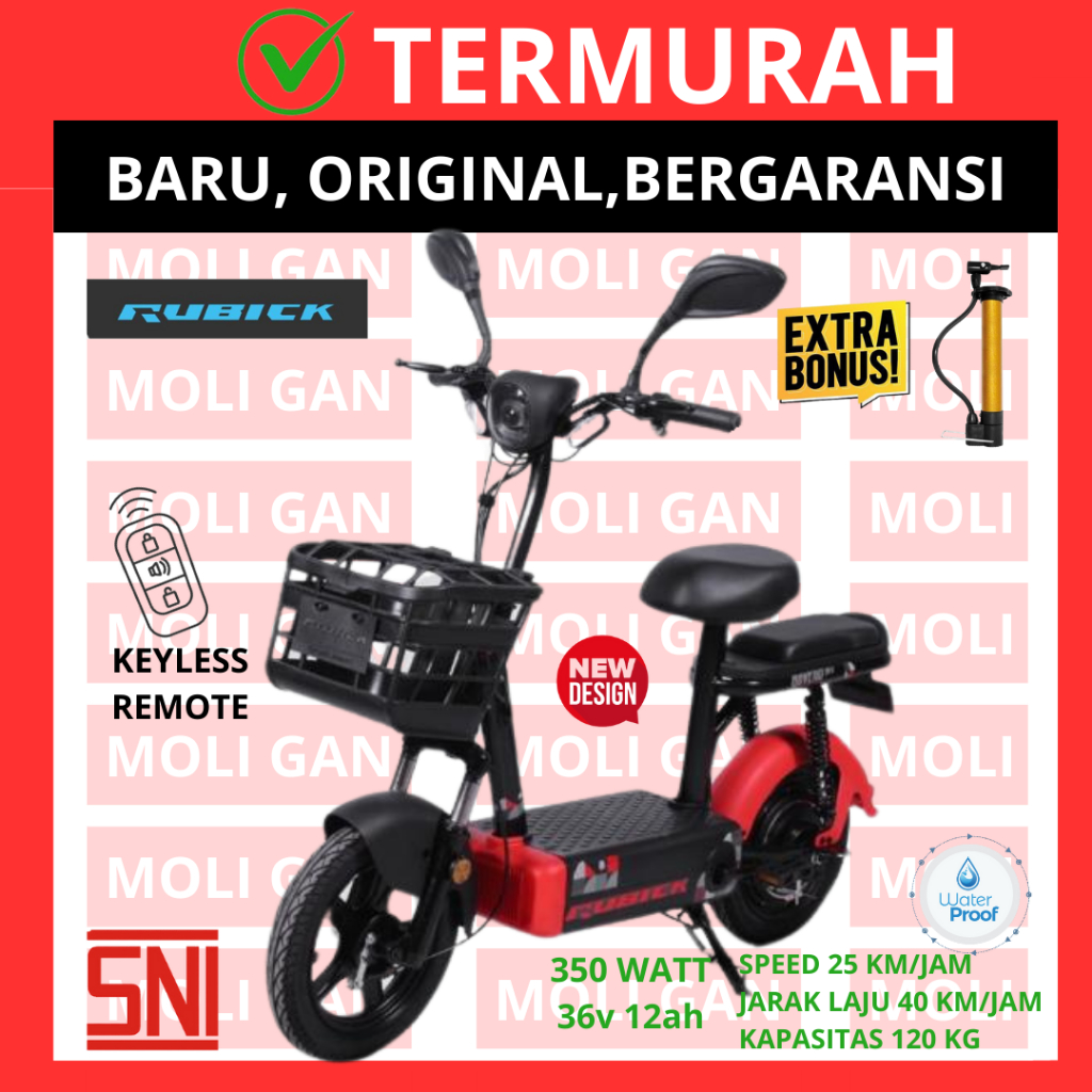 Termurah UNITED RUBICK RAVENA Sepeda Listrik 350 Watt Electric E Bike