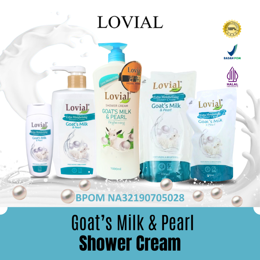 Lovial - Shower Cream Goat's Milk & Pearl - Sabun Mandi Cair Anti-Bacterial Susu Kambing & Mutiara -