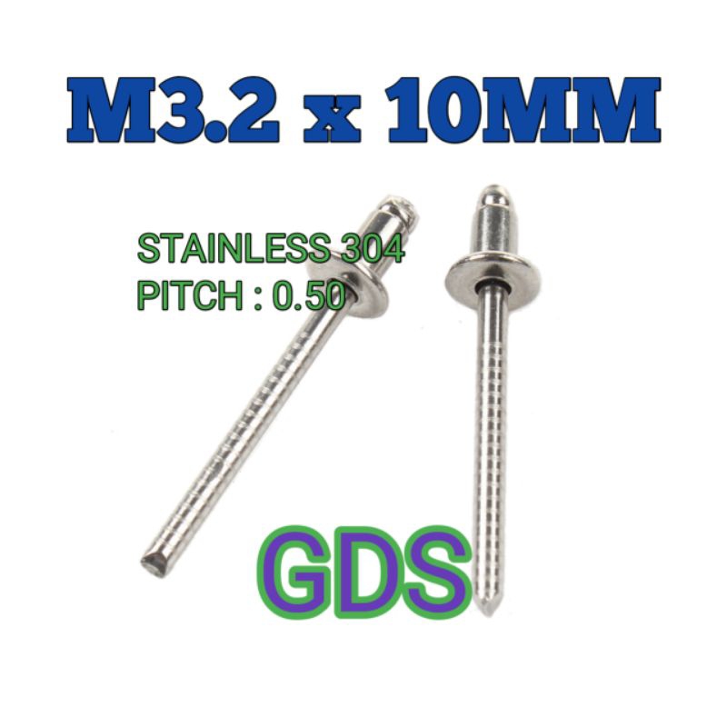 Paku Rivet 3.2mm x 10mm Stainless 304 / Blind Rivet Stainless 304