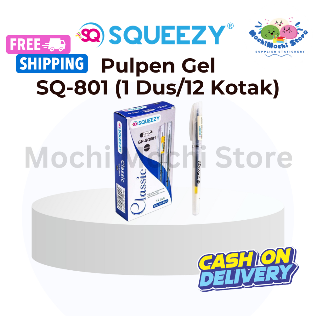 

PER DUS/12KOTAK/144PCS Pulpen Gel SQUEEZY GP-SQ801 Classic | Pulpen Gel | Gel Pen | Needle Tip 0.5mm | Pulpen Gel SQUEEZY GPSQ-801 | Bolpen Gel