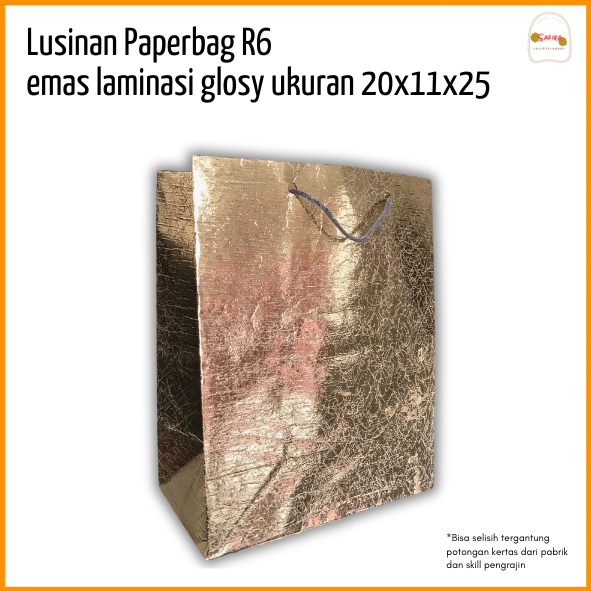 

[ LUSINAN ] PAPERBAG EMAS R6 LAMINASI GLOSY UKURAN 20X25 / PAPERBAG MURAH PAPERBAG HAJATAN TAS KERTAS KADO PAPERBAG SOVENIR