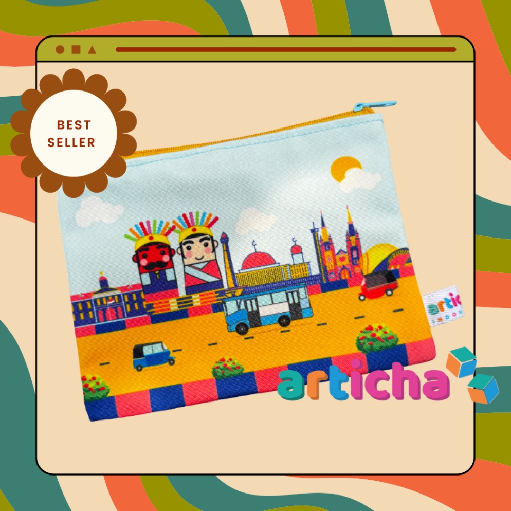 KODE E56L articha  Pouch ikon Jakarta Colorful  oleholeh khas Jakarta