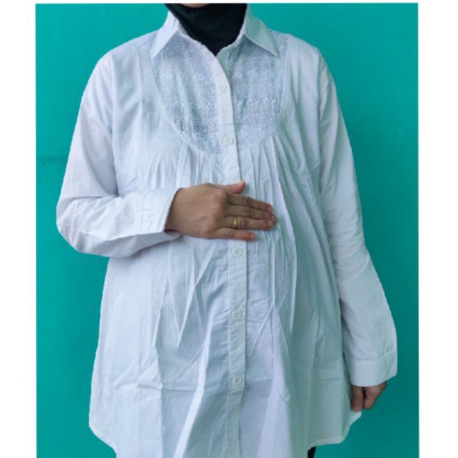 Extra Baju hamil kerja kemeja putih  baju hamil dan menyusui