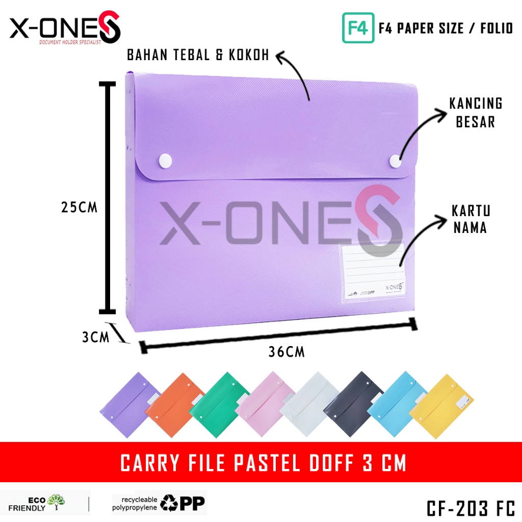 

X-ONE CARRY FILE PASTEL DOFF 3 CM + KARTU NAMA FOLIO CARRY BAG BOX PASTEL DOFF / CFP-203 FC