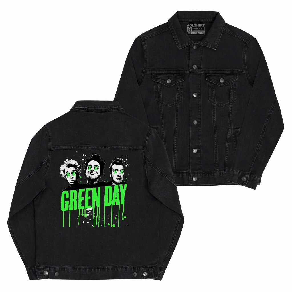 Aolshirt Jacket Denim Green Day Personil Jacket Jeans Hitam Jacket Pria Hitam