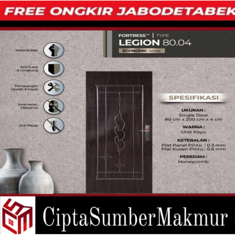 PINTU BAJA METAL DOOR 80.04 BY FORTRESS