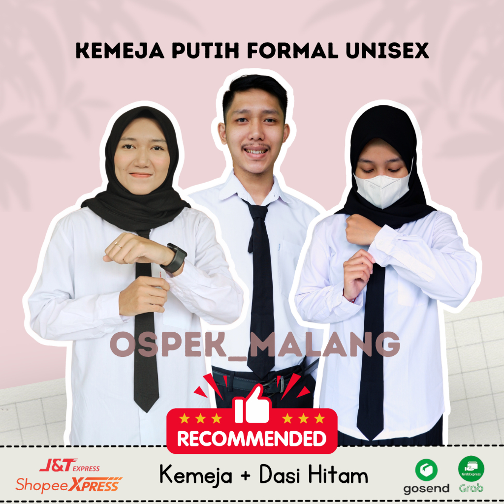 KEMEJA PUTIH POLOS/KEMEJA OSPEK + DASI HITAM