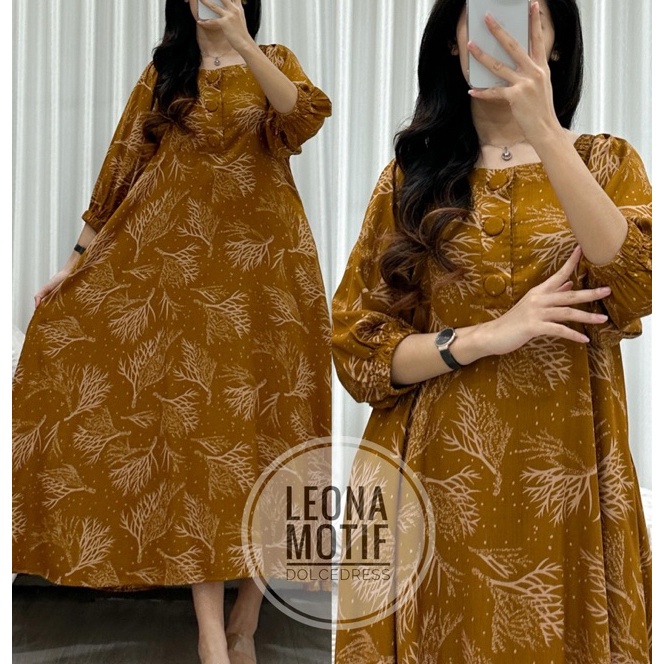 KF7 Daster Arab Dolce LEONA MOTIF Midi Dress Rayon Busui Bumil Nyaman