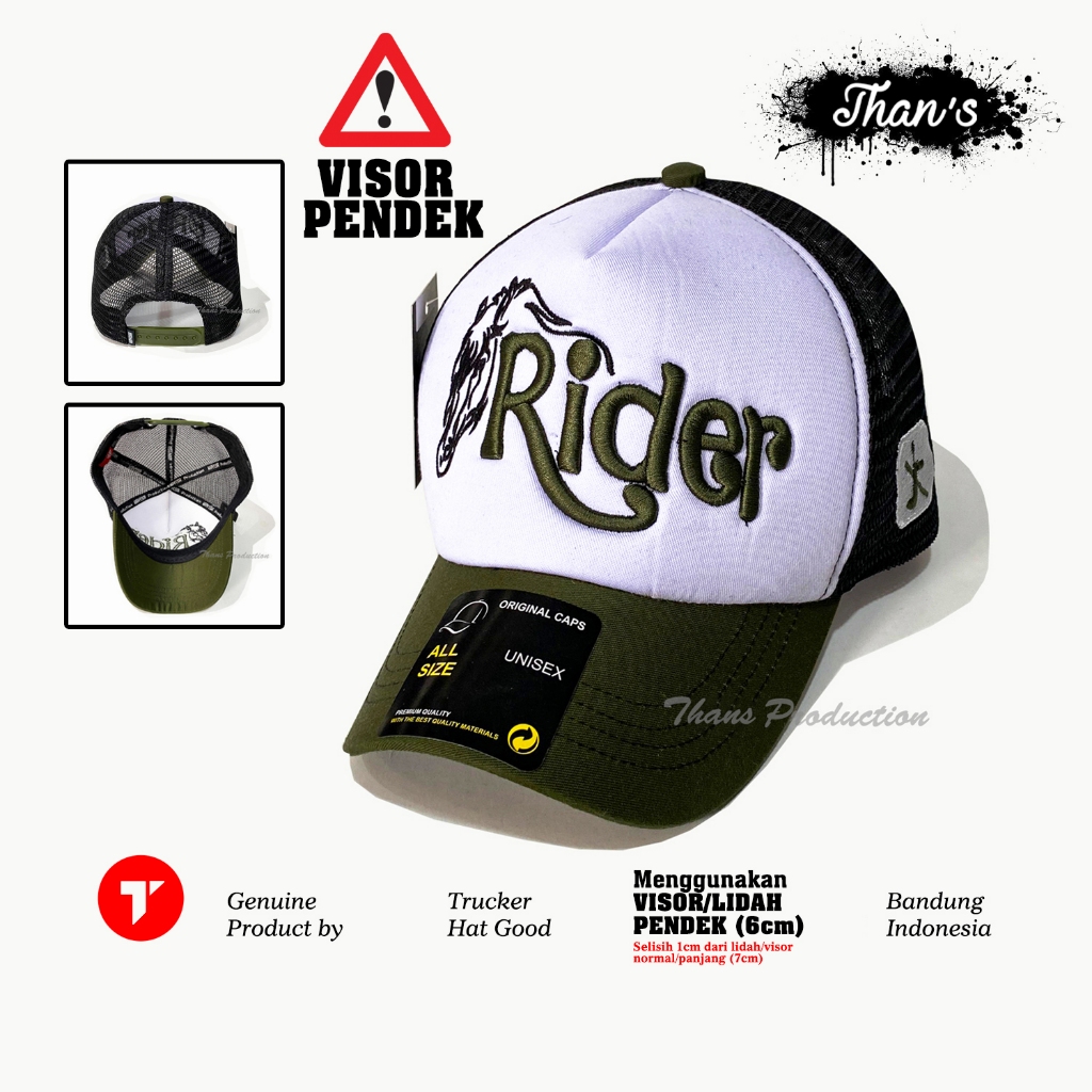 Topi Jaring Pria motif Rider Army  Bordir Trucker Hat Pria Thans Production  Dewasa Best Seller COD