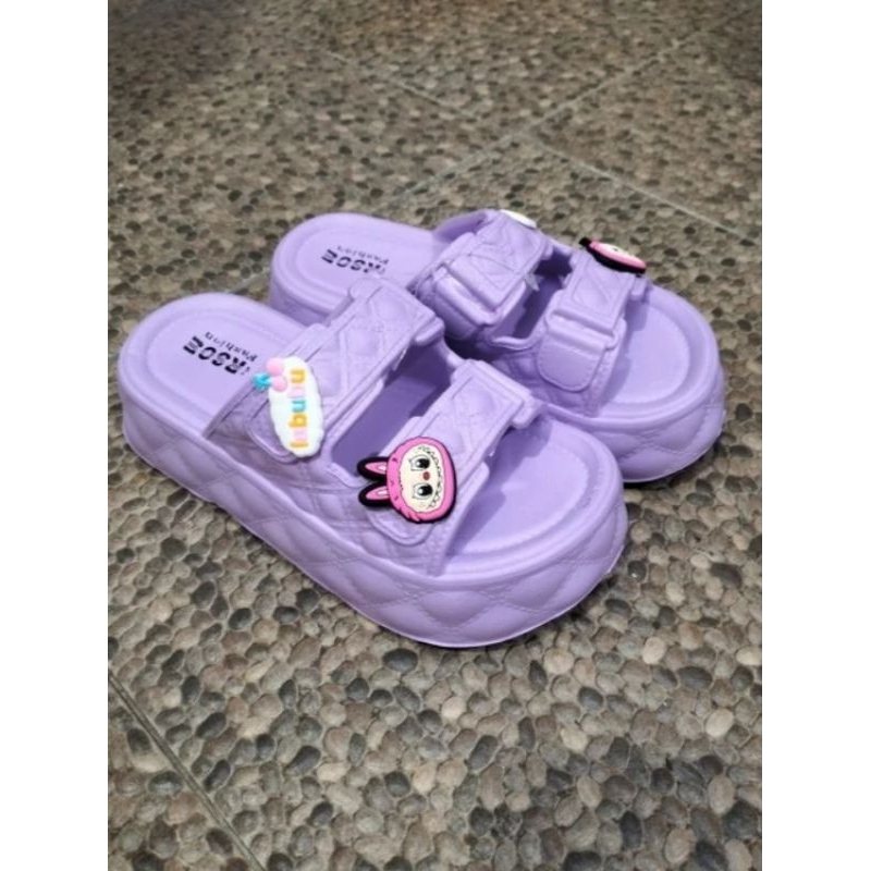 24-35 sandal selop wedges tebal tinggi ban 2 anak perempuan, karet empuk dan ringan