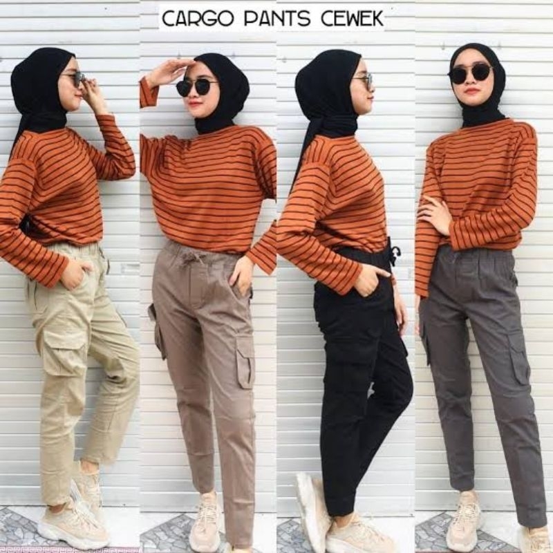 Celana Cargo Baggy Pants Matt Cotton Stretch Super Premium