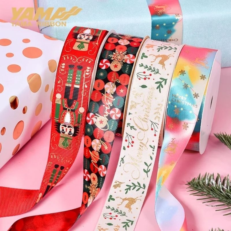 

PITA NATAL | CHRISTMAS RIBBON FOR HAMPERS MATERIAL SATIN COTTON GROSSGRAIN LEBAR 16 MM 25 MM