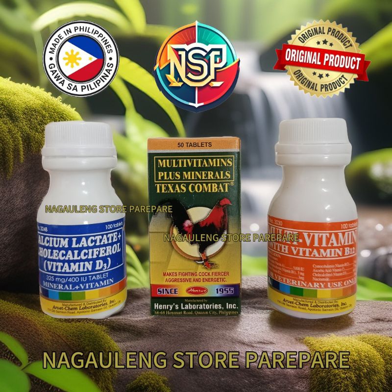 Paket Rawatan Ayam Mingguan Texas Combat Cross Multivitamin dan Calsium || Paket Rawatan Ayam Impor