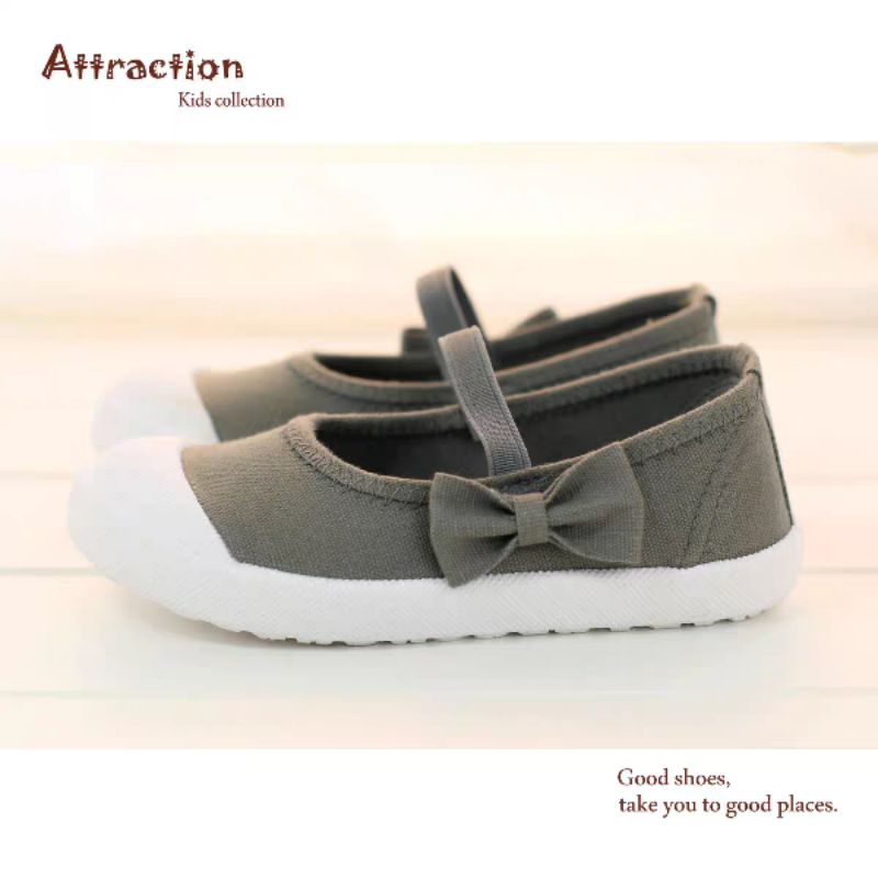 Sepatu A508 grey flat shoes anak perempuan kanvas (1-5 tahun) canvas casual kids anti slip footwear 