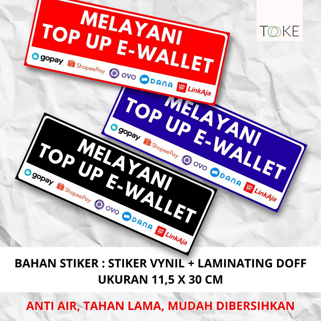 STIKER TOP UP E-WALLET VINYL / STIKER IS PULSA DAN TOP UP E-WALLET by.TOOKE