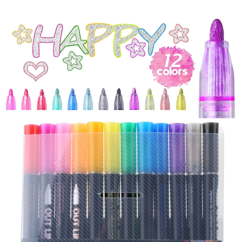

Pena Spidol Garis Luar Multi-warna Pena Spidol Metalik Berwarna Pena Grafiti DIY