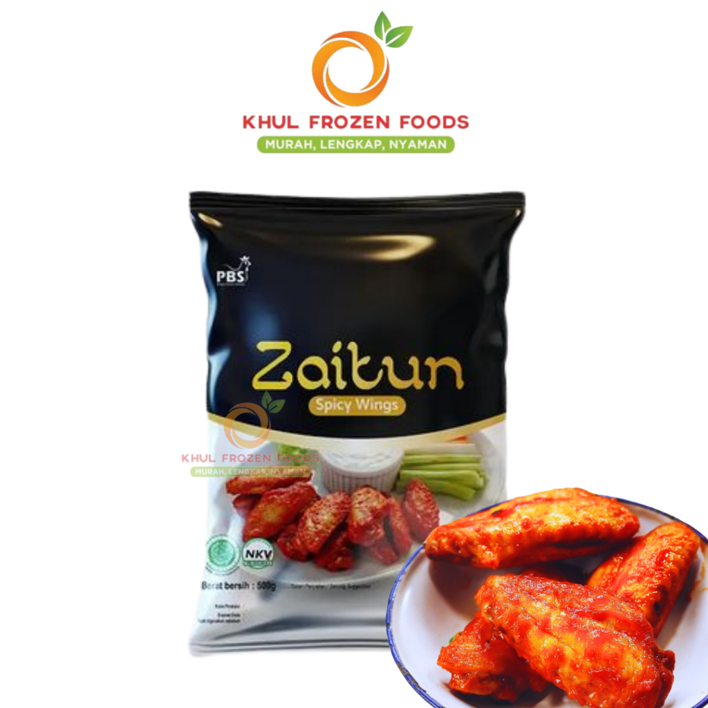 

Zaitun Spicy Wing 500gr/ ZAITUN/ Sayap ayam bumbu/ Sayap ayam pedas/ Sayap pedas frozen