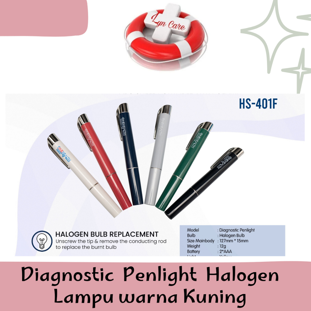 LYNCARE SENTER MEDIS HALOGEN / PENLIGHT HALOGEN LAMPU KUNING ONEHEALTH / Pen Light ONEHEALTH
