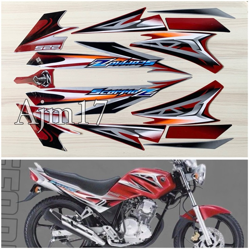 STIKER STRIPING MOTOR SCORPIO Z 2008 MERAH