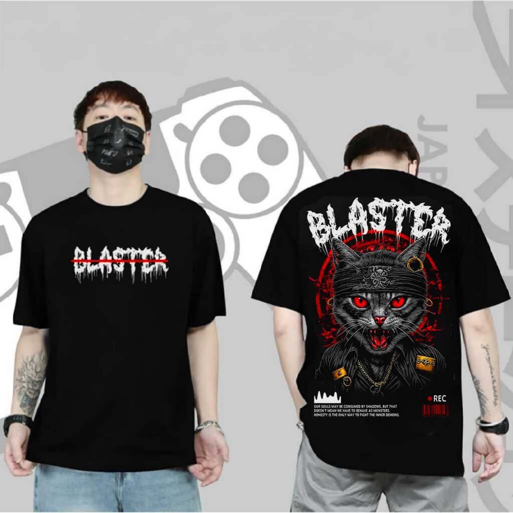 baju kaos distro pria kekinian terlaris termurah bermotif kucing blaster/t-shir tcat kucing/kaos kat