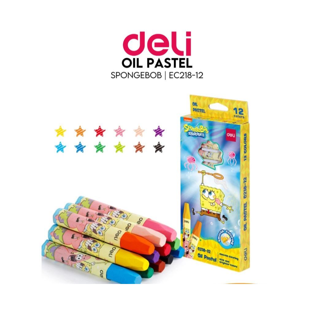 

crayon deli 12 warna sponge bob hexagonal lomba gambar deli oil pastel box dus