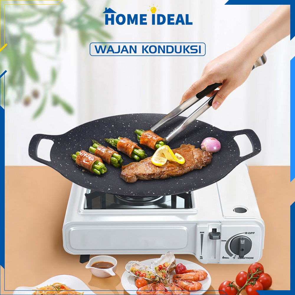 Wajan Panggangan 34 CM Korea Anti Lengket Tempat Pemanggang BBQ Datar Multi / Grill Pan Wajan Korea 