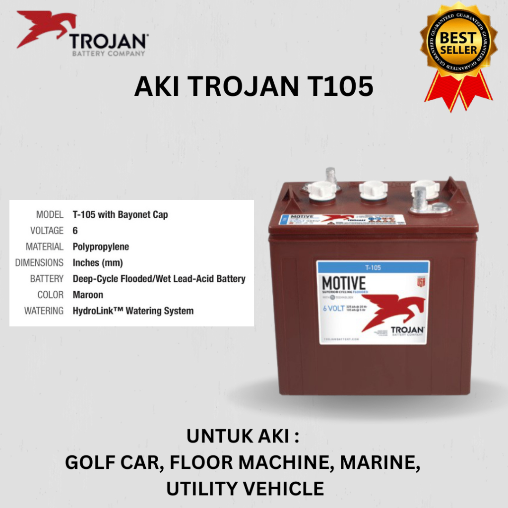 Aki Mobil Golf Trojan T105 GOLF CAR Berkualitas