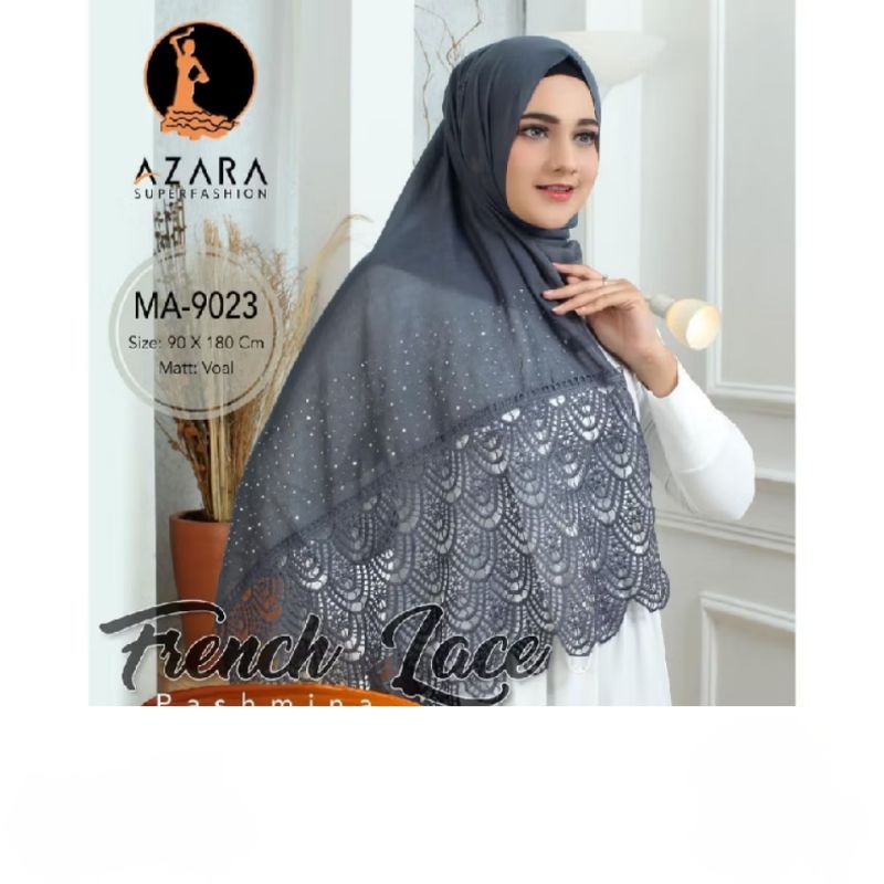 (KODE 1) JILBAB PASHMINA Azara tepi brokat oleh-oleh umroh haji hajatan pashmina French lace
