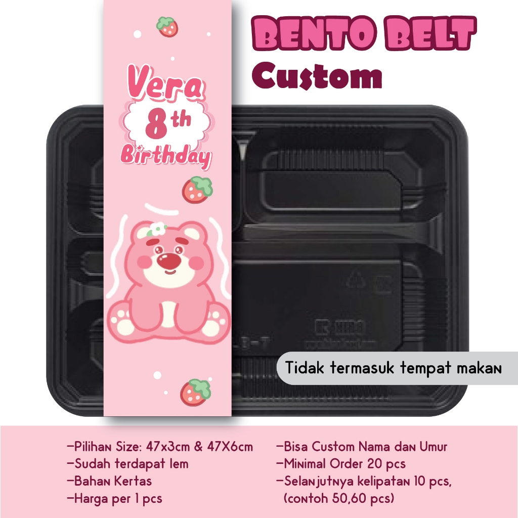 

BENTO BELT LOTSO PINK TOYS STORY CUSTOM NAMA UMUR GAMBAR PAPER BELT HIASAN UCAPAN KOTAK MAKAN DEKORASI BINGKISAN KERTAS LABEL STIKER PITA KERTAS SOUVENIR